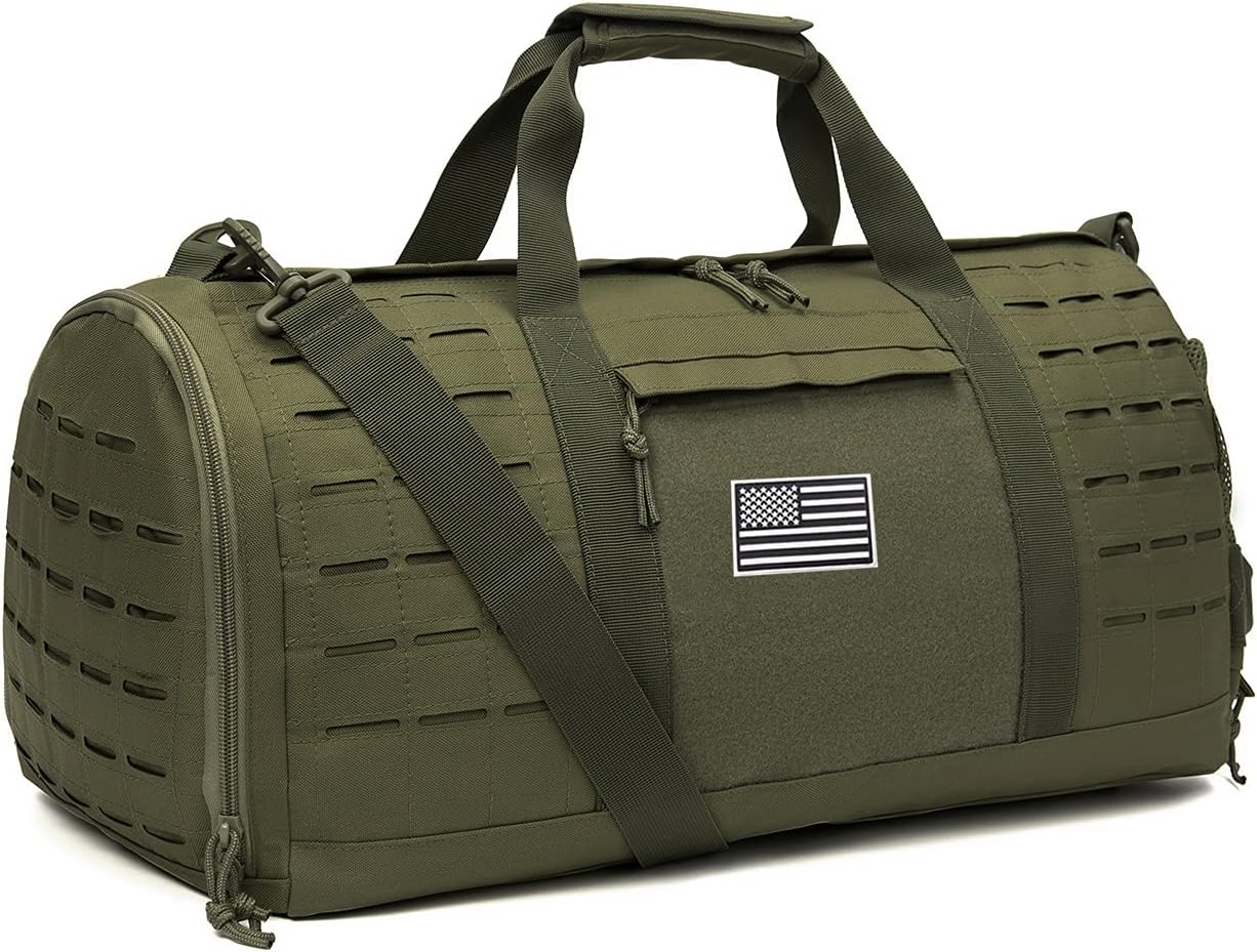 QT&QY 40L Military Tactical Duffle Bag For Men Sport Gym Bag Fitness Tote Travel Duffle Bag Training Workout Bag With Shoe Compartment Basketball Football Weekender Bag - Image 1